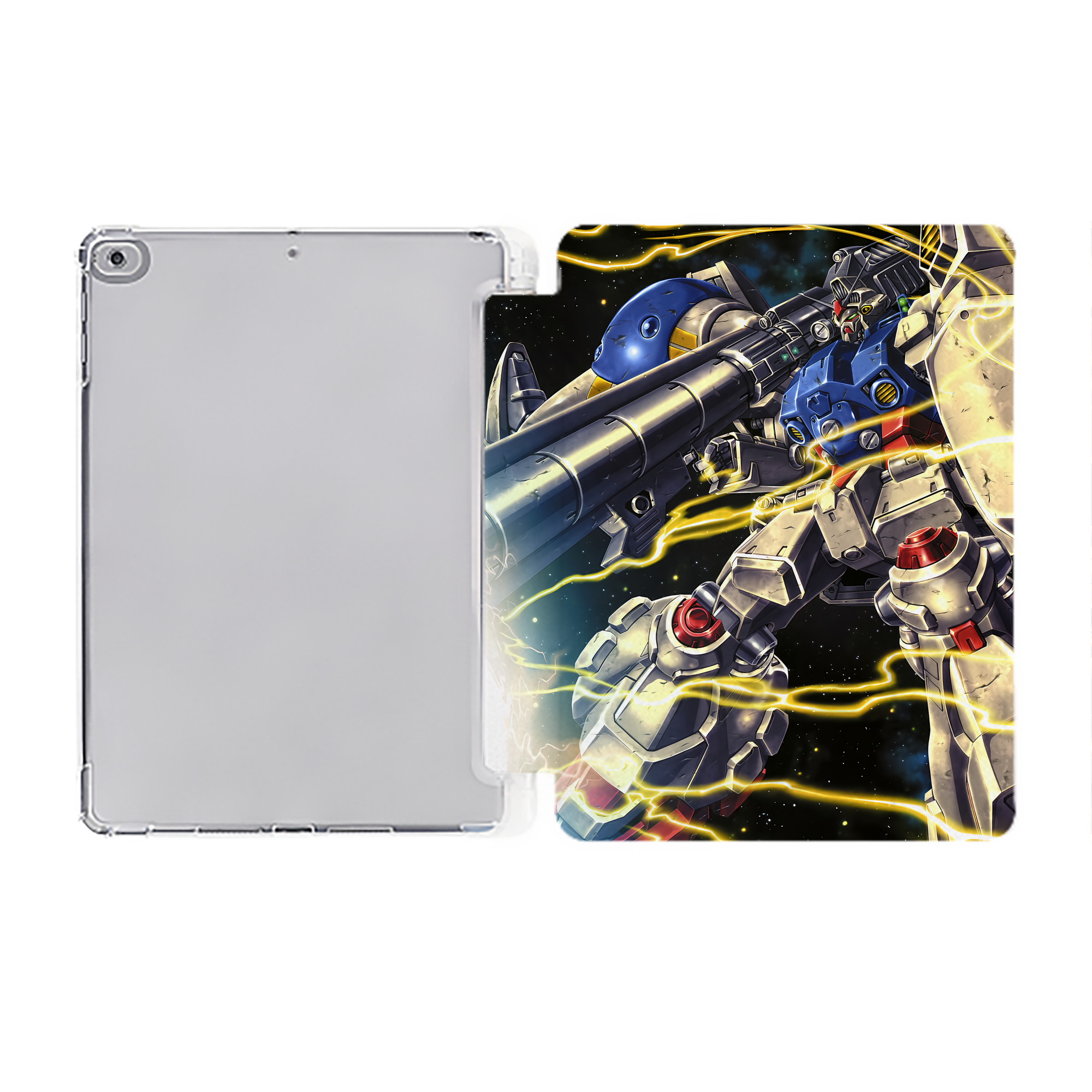 （画像用） 機動戦士ガンダム Mobile Suit Gundam IPad ケース ペン収納付き 三つ折りスタンド PUレザー×シリコン 対応機種9.5/10.5/10.9インチ